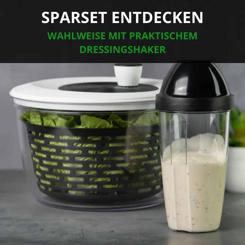 Thiru Salatschleuder 5L- 2in1 Schleuder & Salatschüssel - Ausgezeichnet mit Note sehr gut