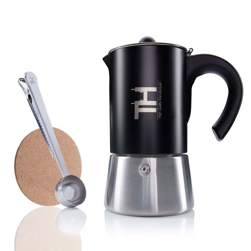Thiru Espressokocher/ Kaffeekocher Edelstahl - inkl. Toolset