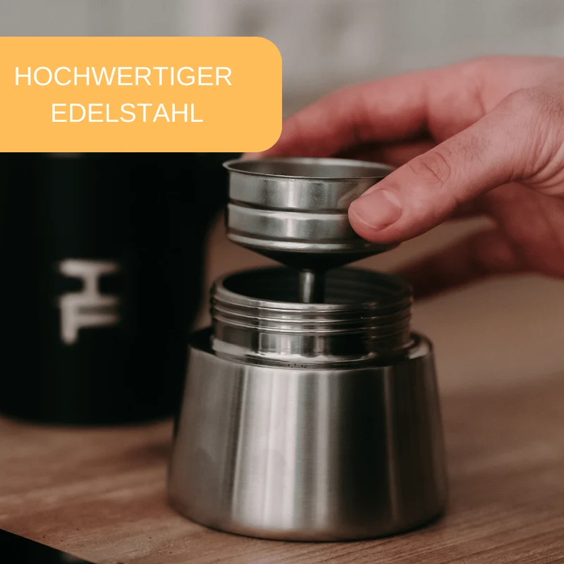 Thiru Espressokocher/ Kaffeekocher Edelstahl - inkl. Toolset