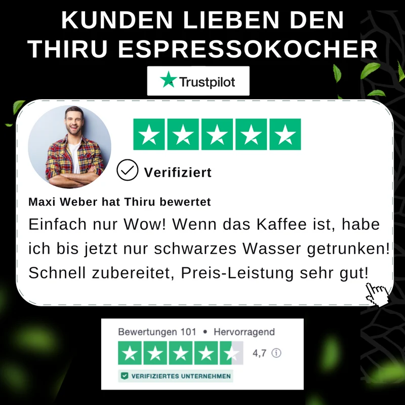 Thiru Espressokocher/ Kaffeekocher Edelstahl - inkl. Toolset