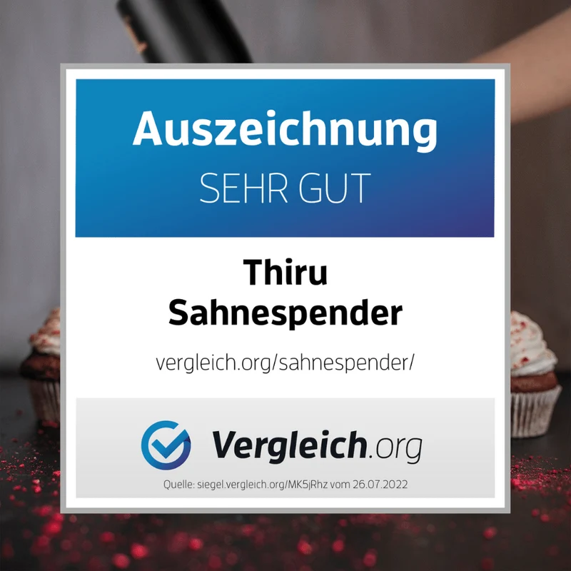 Thiru Sahnespender 500ml inkl. 3 Edelstahl Tüllen - Sahnesyphon mit E-Book