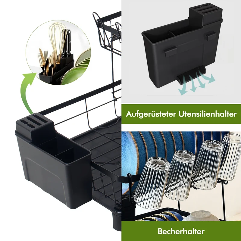 Abtropfgestell Geschirr，Edelstahl-Geschirrabtropfgestell für Küchentheke