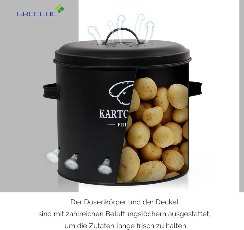 Premium Kartoffel Aufbewahrungsbox [3er Set], Kartoffeln, Zwiebeln und Knoblauch Aufbewahrung, Hält Gemüse Länger Frisch
