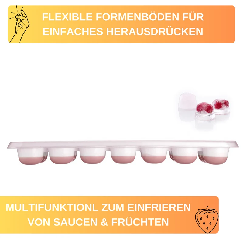 Thiru Eiswürfelform 2er Set mit Deckel, spülmaschinengeeignet, flexibler Formboden, Deckel