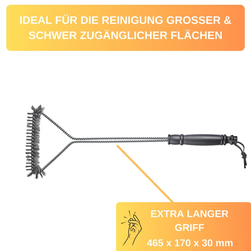 Thiru Grillbürste mit stabilen Edelststahlborsten, Ergonomischer Griff, inklusive Bändchen zum Aufhängen