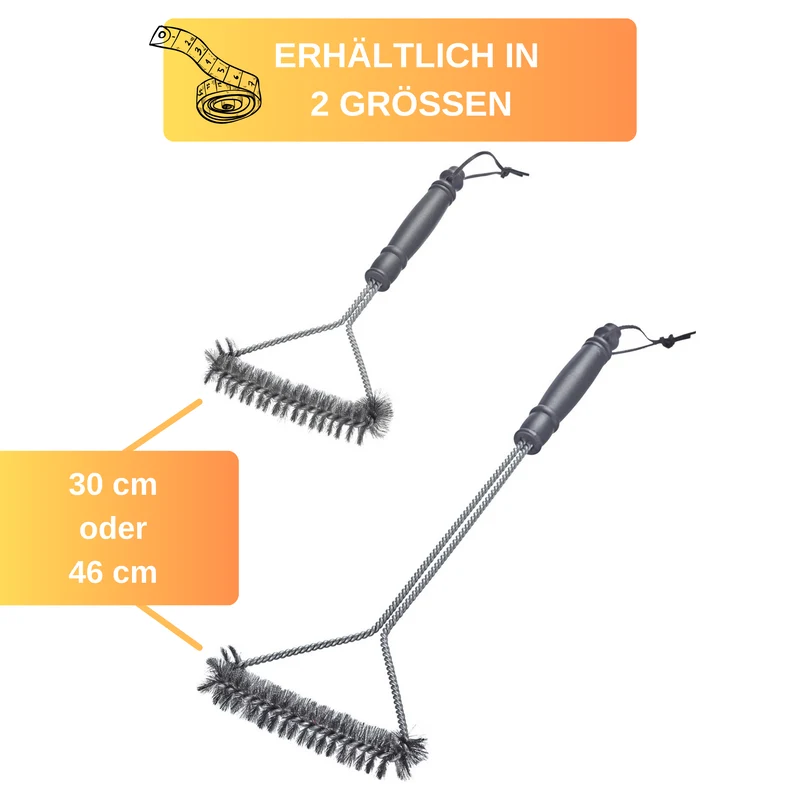 Thiru Grillbürste mit stabilen Edelststahlborsten, Ergonomischer Griff, inklusive Bändchen zum Aufhängen