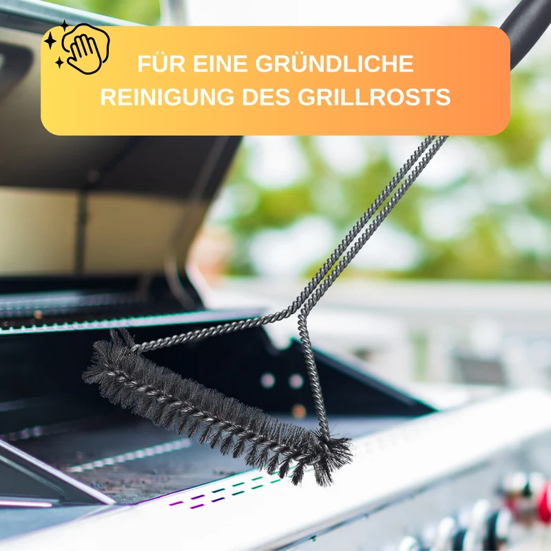 Thiru Grillbürste mit stabilen Edelststahlborsten, Ergonomischer Griff, inklusive Bändchen zum Aufhängen