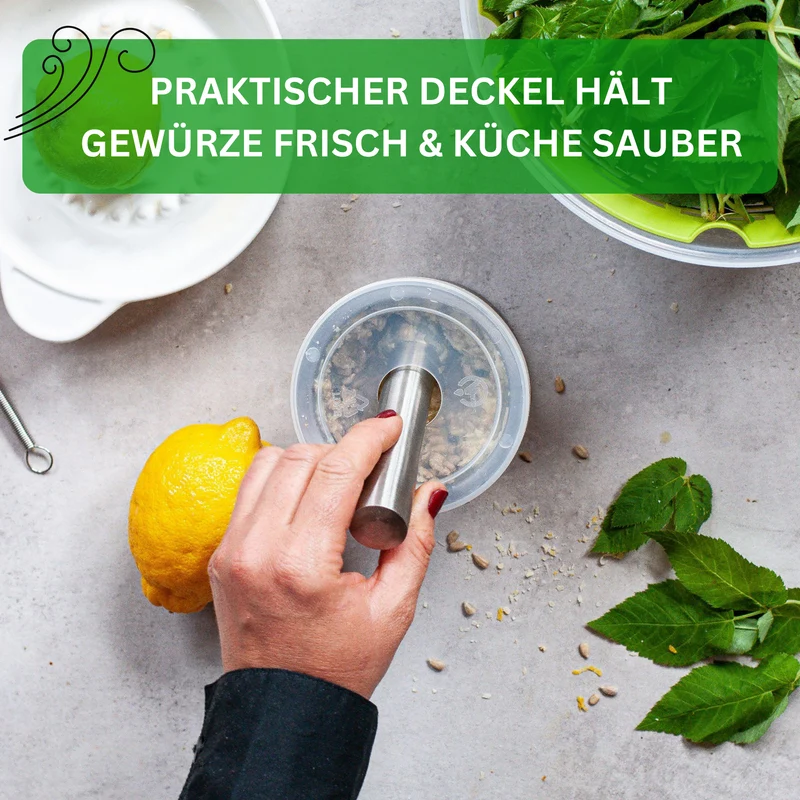 Thiru Mörser Premium – Gewürze & Kräuter schonend zerstoßen, pflegeleicht, in Edelstahl / Granit / Marmor