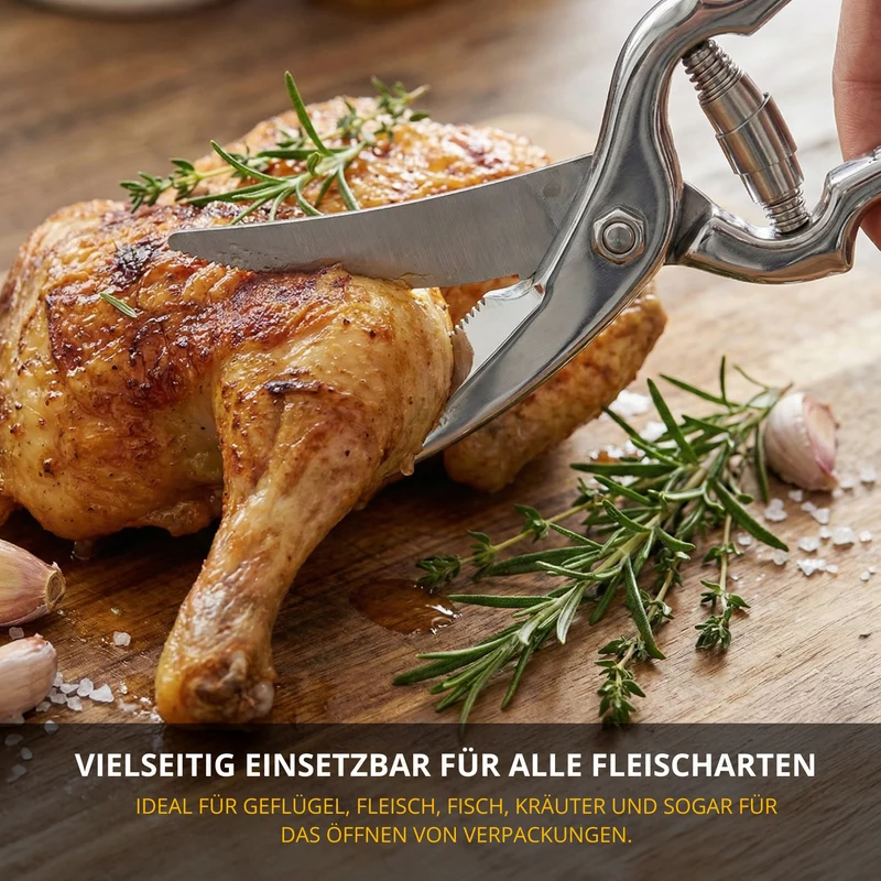 Thiru Geflügelschere Premium Küchenschere mit Federmechanismus für Rechts- und Linkshänder, Aufbewahrungshülle