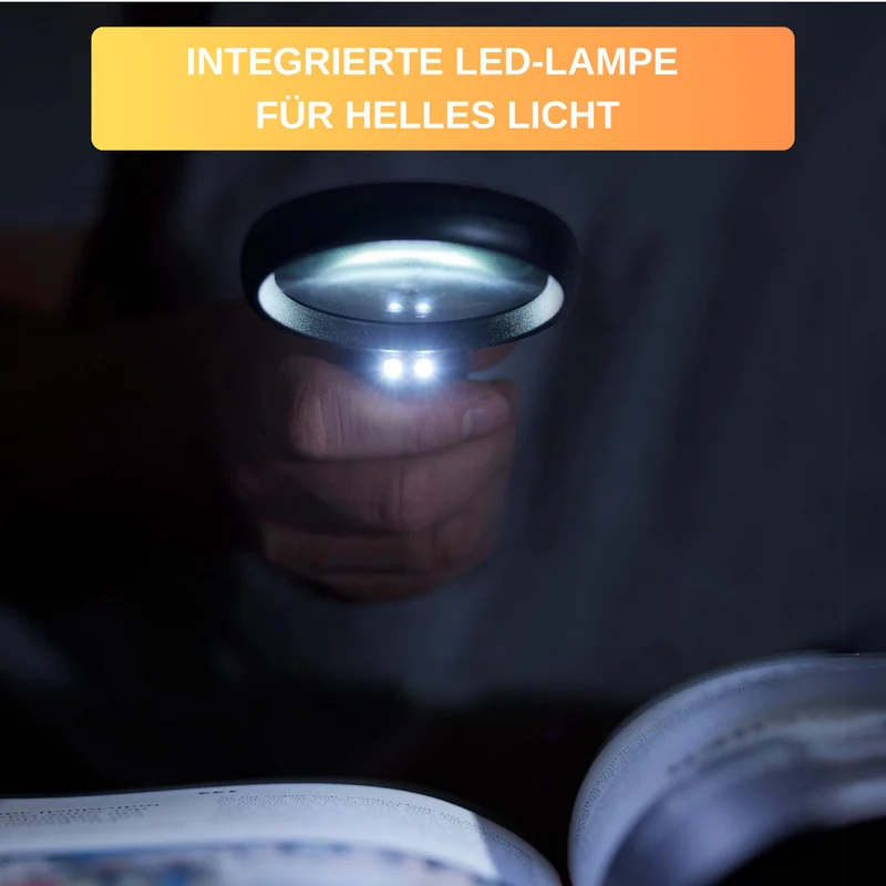 Thiru Leuchtlupe mit Leselampe für 4-fache Vergrößerung