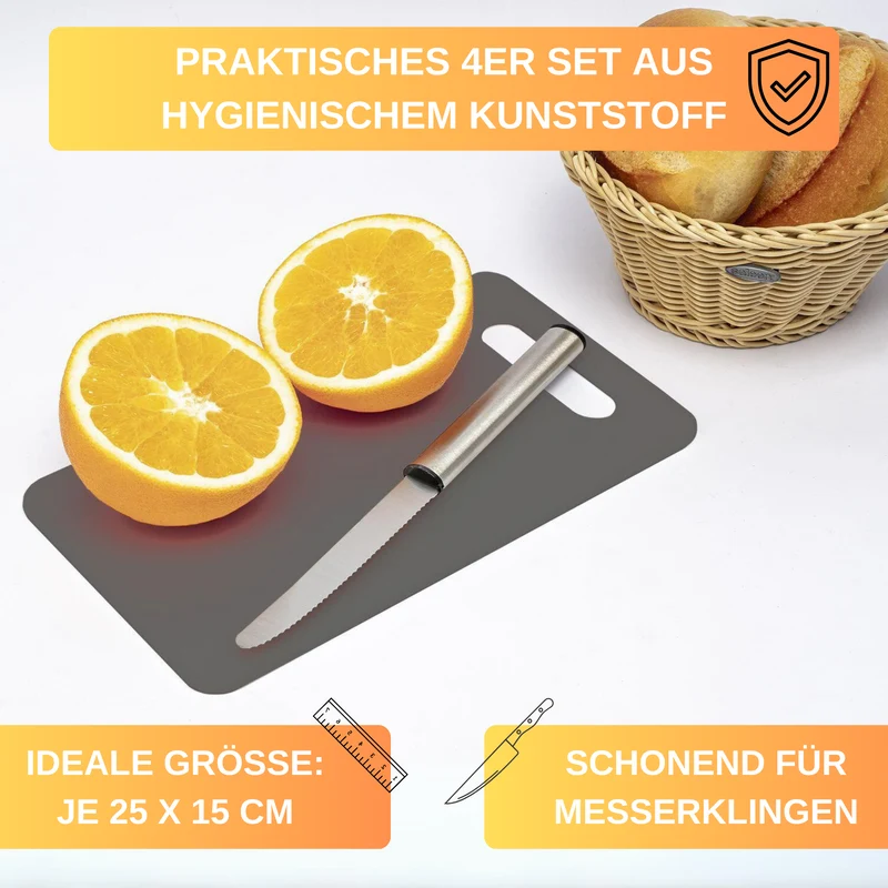 Thiru Schneidebrett 4er Set je 25 x 15 cm, aus hygienischem Kunststoff