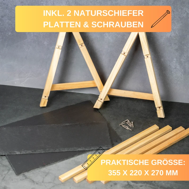 Thiru Etagere 2-stufig mit fett- und wasserdichten Naturschiefer-Platten mit lebensmittelechter Spezialbeschichtung