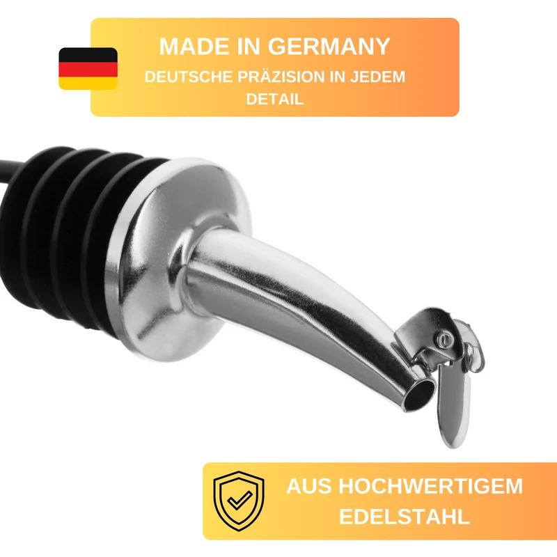 Thiru Flaschenausgießer 2er Set mit Metallkläppchen für 0,7 - 1 l Flaschen