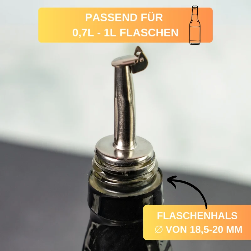 Thiru Flaschenausgießer 2er Set mit Metallkläppchen für 0,7 - 1 l Flaschen