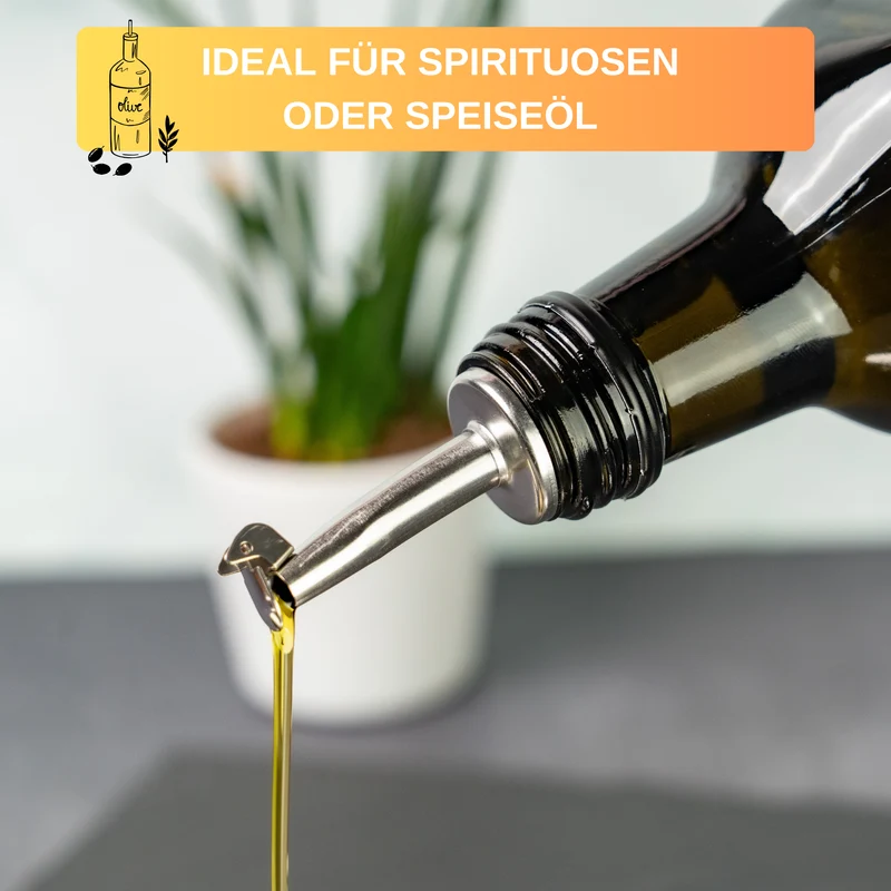 Thiru Flaschenausgießer 2er Set mit Metallkläppchen für 0,7 - 1 l Flaschen
