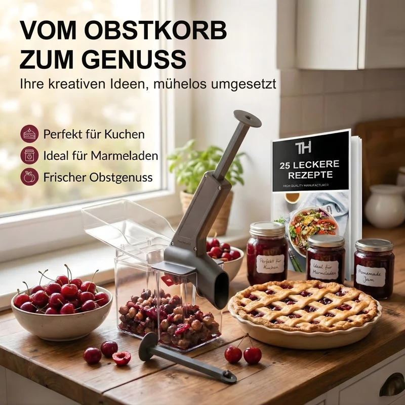 Thiru Entkerner für Kirschen mit hoher Entkernleistung, bis zu 15 kg/h, Kirschentkerner, Made in Germany, hohe Entkernleistung (bis zu 15 kg/h)