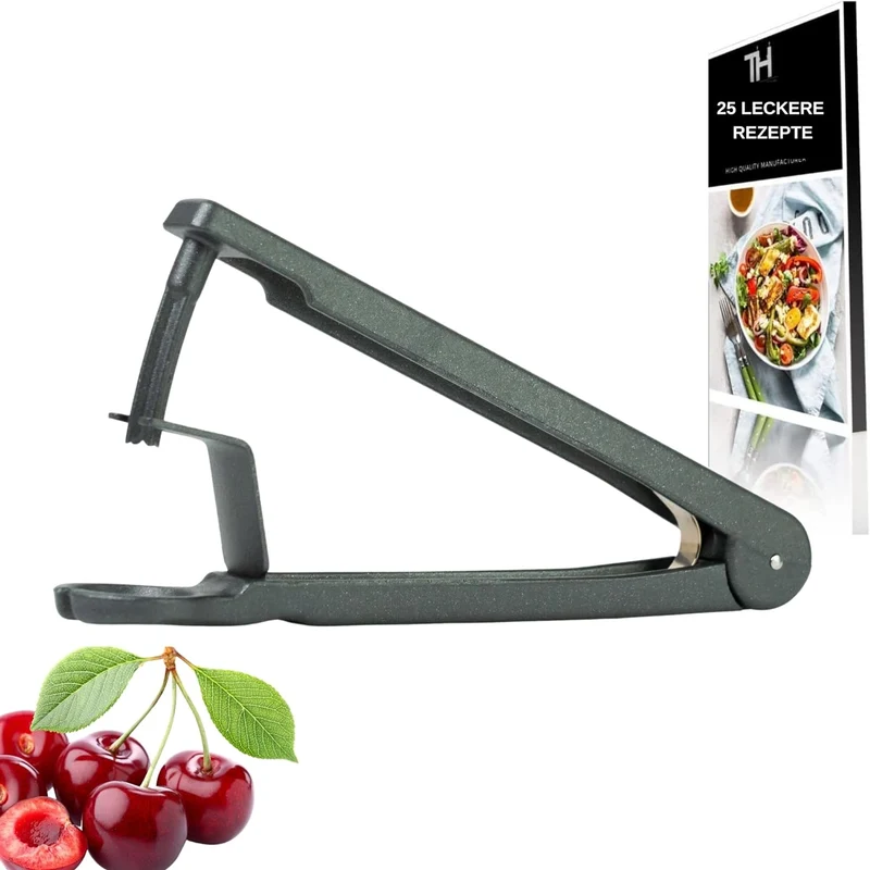 Thiru Entkerner mit robustem sternförmigen Entkernstößel, Kirschentkerner, Made in Germany, robuster Entkernstößel, auch für Kirschen mit Stiel