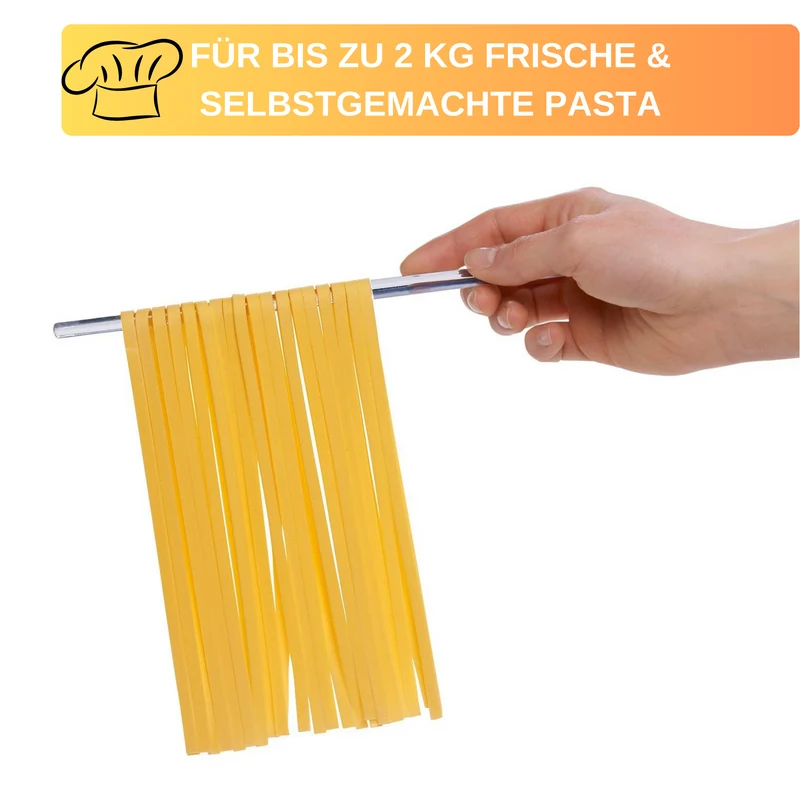 Thiru Nudeltrockner für bis zu 2 kg Pasta mit Transport-Stab, platzsparend zusammenklappbar