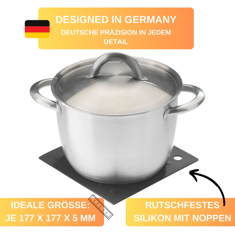 Thiru Topfuntersetzer und Topflappen aus rutschfestem Silikon mit Noppen - 2-tlg. - Zubehör für Töpfe, Pfannen sowie Auflauf- und Backformen