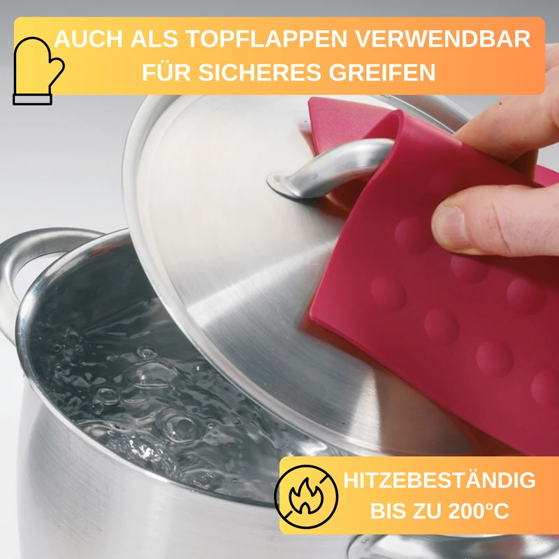 Thiru Topfuntersetzer und Topflappen aus rutschfestem Silikon mit Noppen - 2-tlg. - Zubehör für Töpfe, Pfannen sowie Auflauf- und Backformen