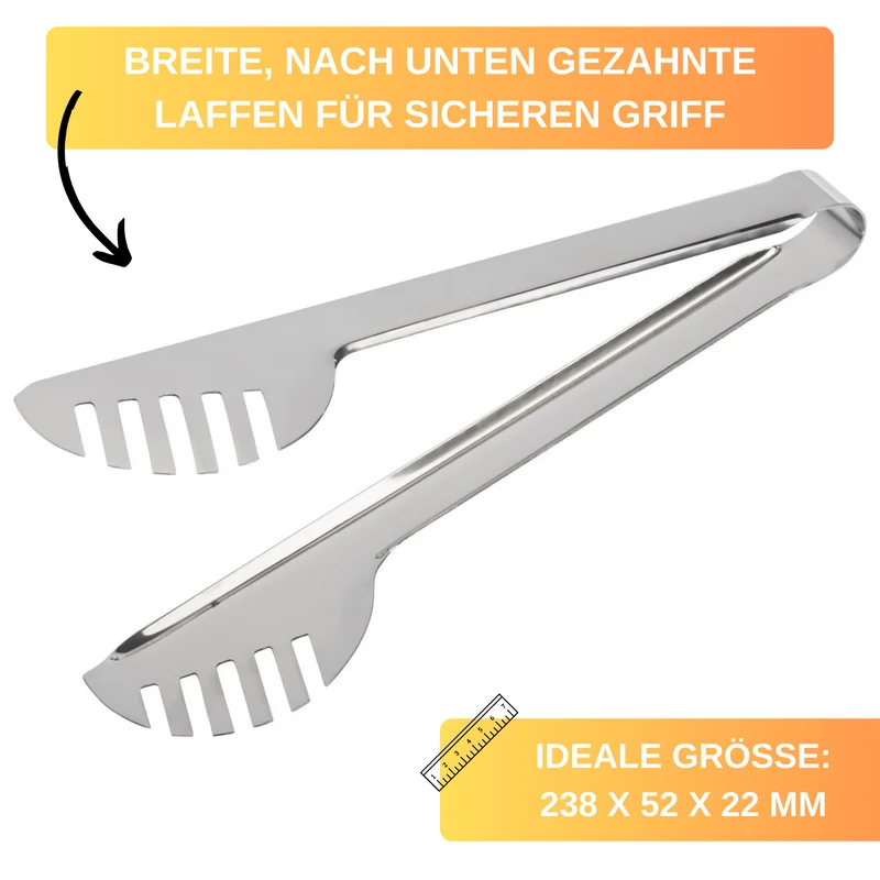 Thiru Spaghettizange und Salatzange aus rostfreiem Edelstahl, aus einem Stück gefertigt, ideal für Salat- und Spaghetti