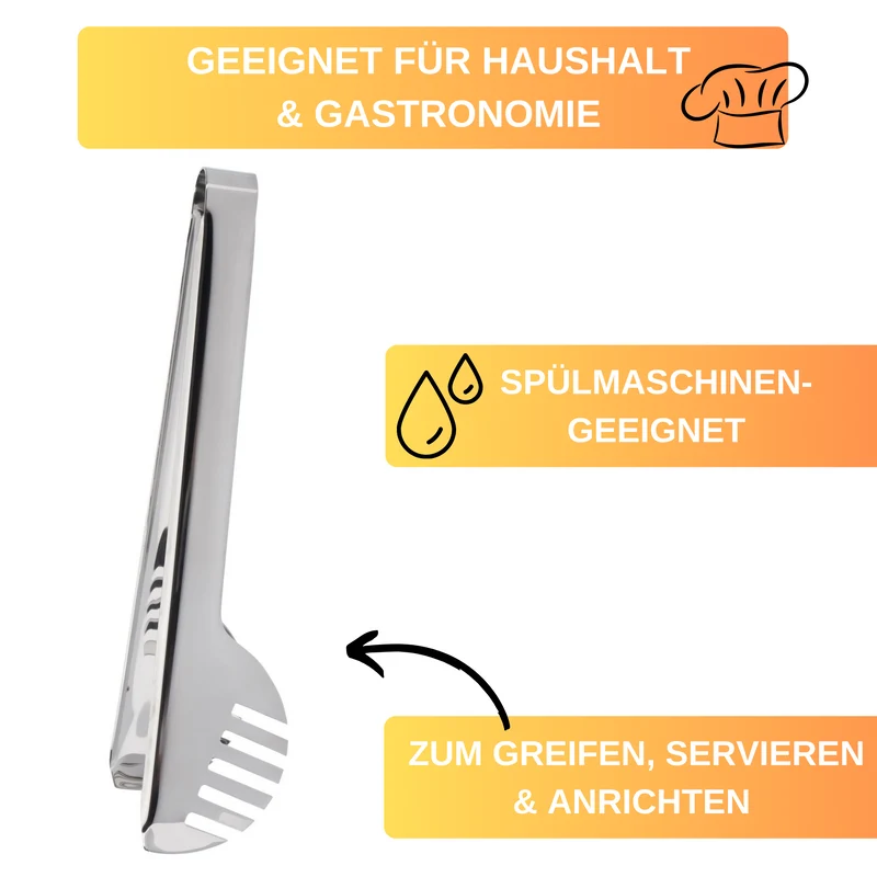 Thiru Spaghettizange und Salatzange aus rostfreiem Edelstahl, aus einem Stück gefertigt, ideal für Salat- und Spaghetti