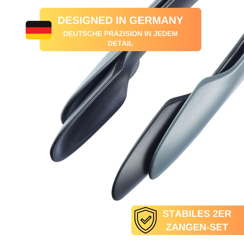 Thiru Buffetzangen Set, geeignet für kleine & ölige Lebensmittel, spezielle Ausformung, ineinander gelegt platzsparend aufbewahrt