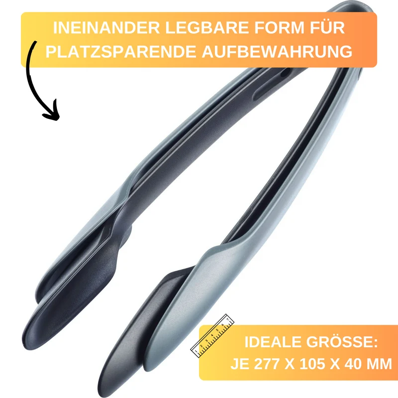 Thiru Buffetzangen Set, geeignet für kleine & ölige Lebensmittel, spezielle Ausformung, ineinander gelegt platzsparend aufbewahrt