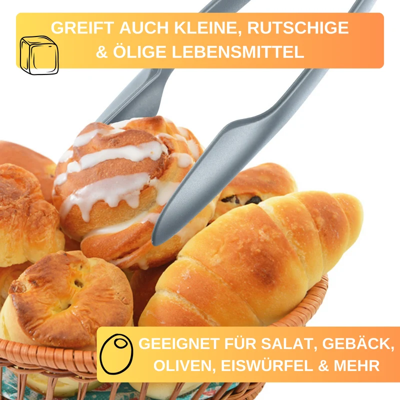 Thiru Buffetzangen Set, geeignet für kleine & ölige Lebensmittel, spezielle Ausformung, ineinander gelegt platzsparend aufbewahrt