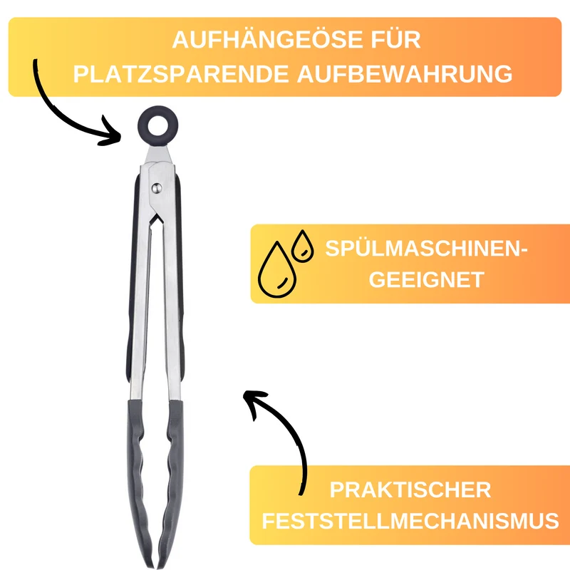 Thiru Servierzange mit Silikon Laffen und Aufhängeöse, hitzebeständig bis 200°C