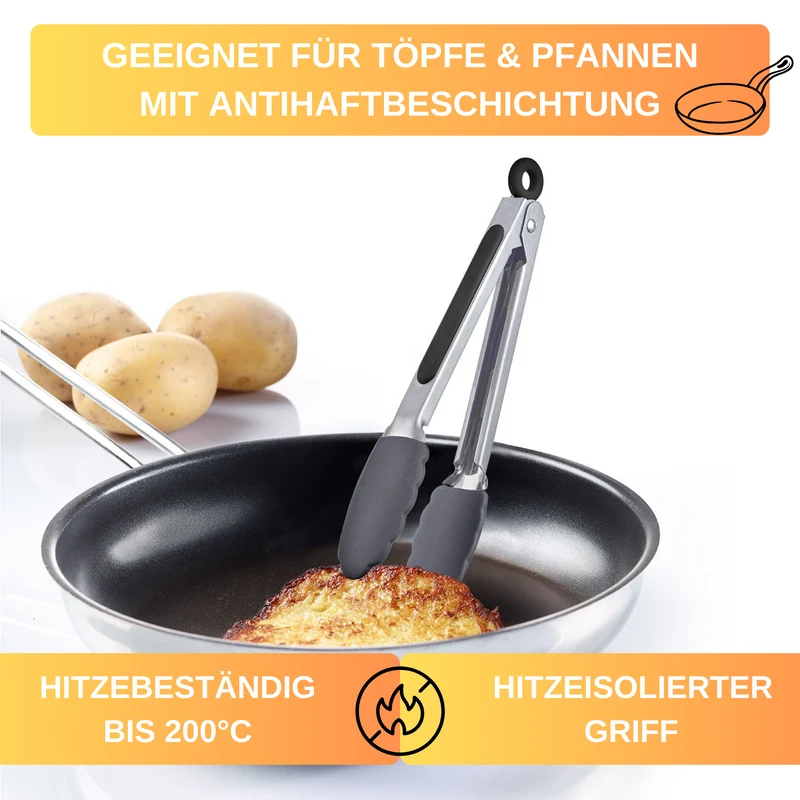Thiru Servierzange mit Silikon Laffen und Aufhängeöse, hitzebeständig bis 200°C