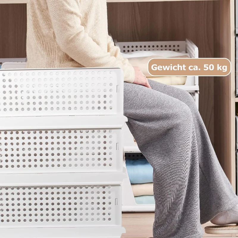 Schrank Organizer Kleiderschrank 3 Stück, Faltbare Aufbewahrungsbox, Ordnungssystem für Schubladen, Schließfächer, Kleiderschränke (Weiß)