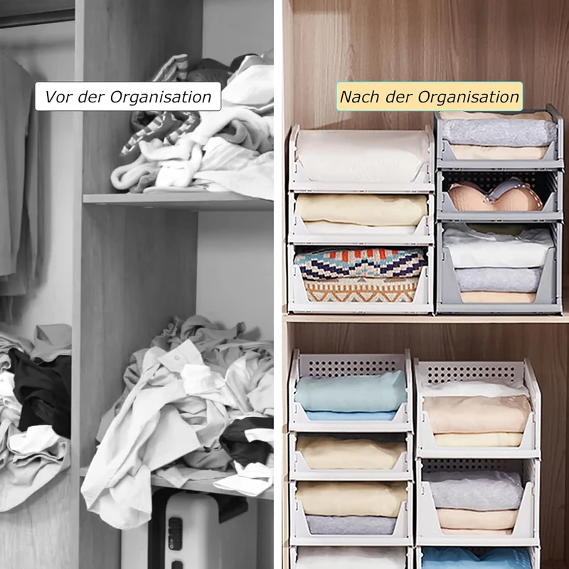 Schrank Organizer Kleiderschrank 3 Stück, Faltbare Aufbewahrungsbox, Ordnungssystem für Schubladen, Schließfächer, Kleiderschränke (Weiß)