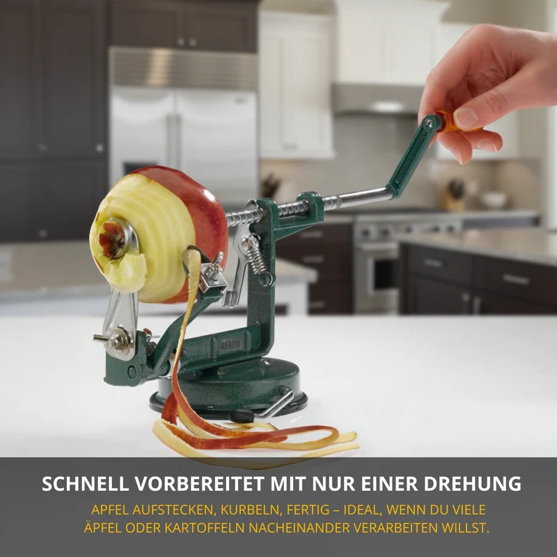 Thiru Apfelschäler Apfeltraum mit Saugfuß – Schäler, Schneider & Entkerner in einem Gerät