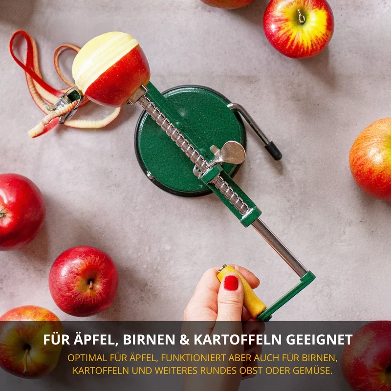 Thiru Apfelschäler Apfeltraum mit Saugfuß – Schäler, Schneider & Entkerner in einem Gerät