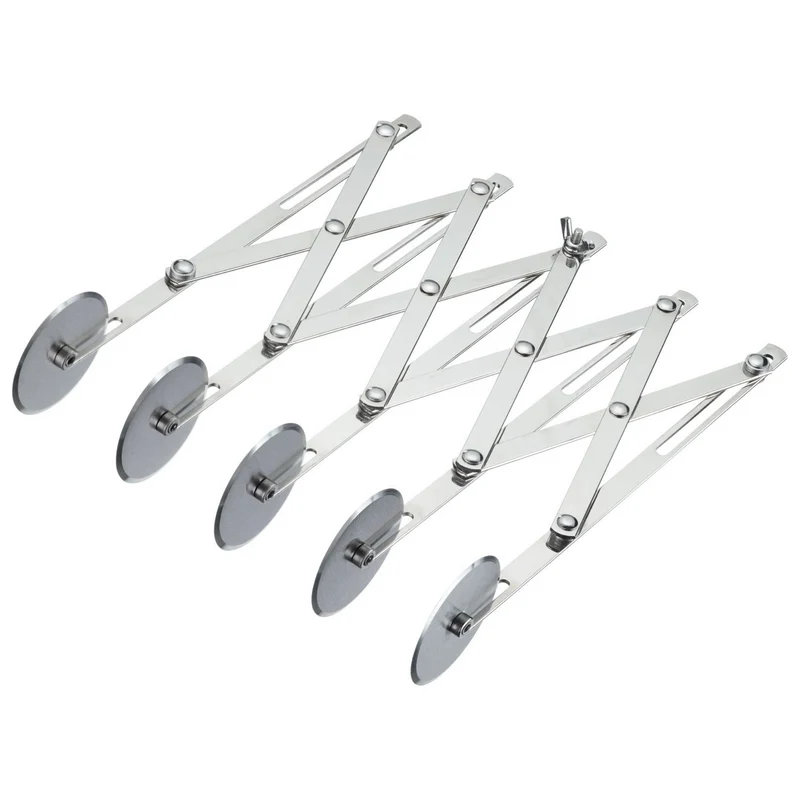 Thiru Teigschneider Premium Edelstahl mit 5 Rädchen für 1,2 - 12,2 cm Streifenbreite, platzsparend einschiebbar