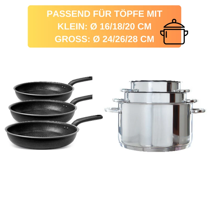 Thiru Universaldeckel mit Silikonrand und stabilem Griff, hitzebständig bis 200 °C