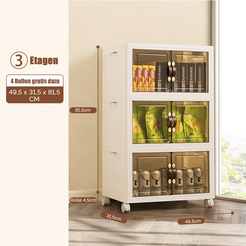 33L x 3, Faltbare Aufbewahrungsbox mit Deckel,Aufbewahrungsregal mit boxen,Stapelboxen,Kunststoffbox mit Türen49.5*31.5*84.5cm
