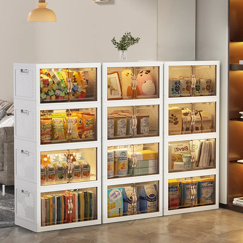 33L x 3, Faltbare Aufbewahrungsbox mit Deckel,Aufbewahrungsregal mit boxen,Stapelboxen,Kunststoffbox mit Türen49.5*31.5*84.5cm