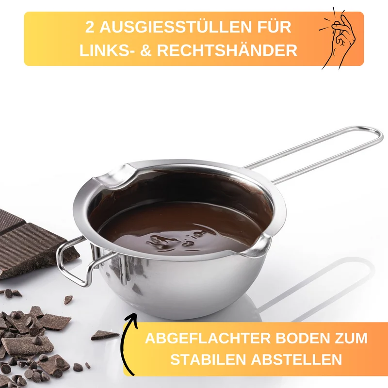 Thiru Fonduetopf Wasserbad-Schmelzschale Edelstahl - ø 11 cm innen, 6 cm hoch, spülmaschinengeeignet