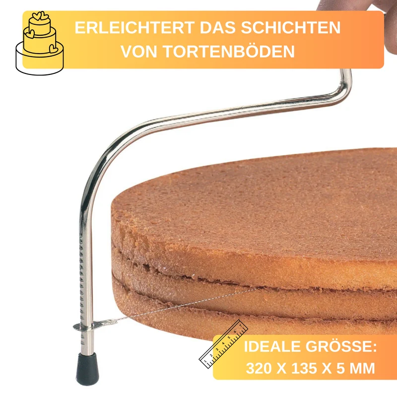 Thiru Tortenbodenteiler Premium mit gezacktem Schneiddraht, spülmaschinengeeignet