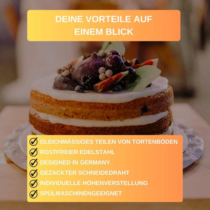 Thiru Tortenbodenteiler Premium mit gezacktem Schneiddraht, spülmaschinengeeignet