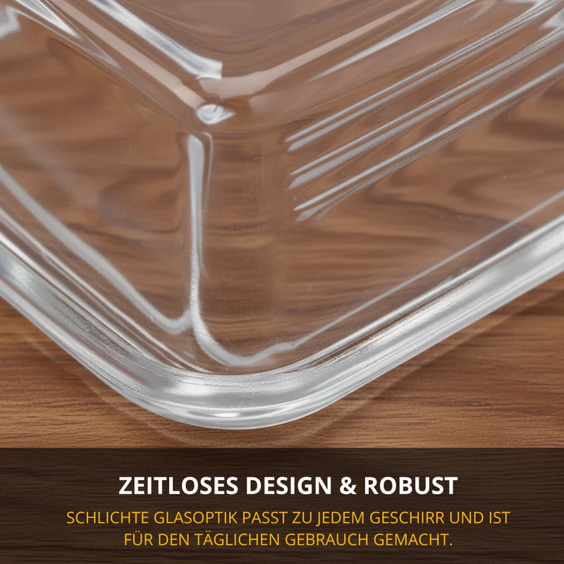 Thiru Butterdose Glas – platzsparend, mit Relief-Deckel für sicheres Greifen