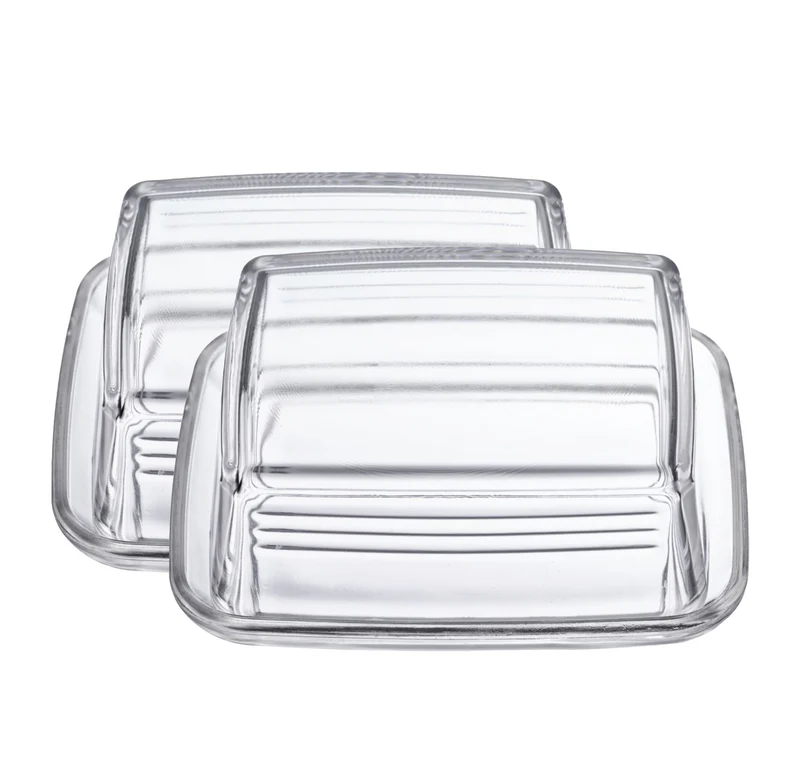 Thiru Butterdose Glas – platzsparend, mit Relief-Deckel für sicheres Greifen