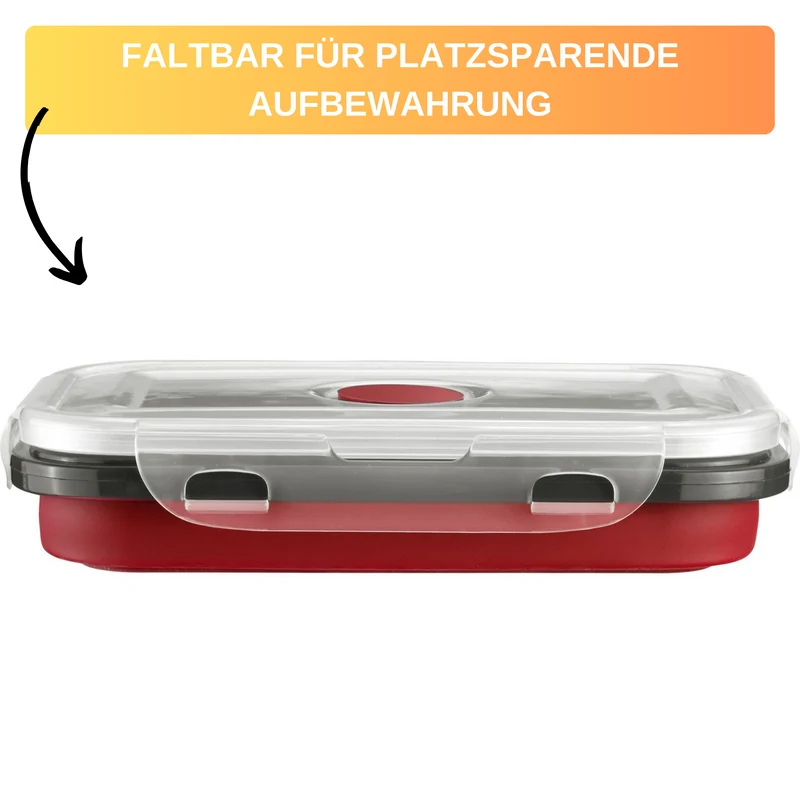 Thiru Frischhaltedose faltbar, eckig, mikrowellengeeignet, tiefkühlgeeignet
