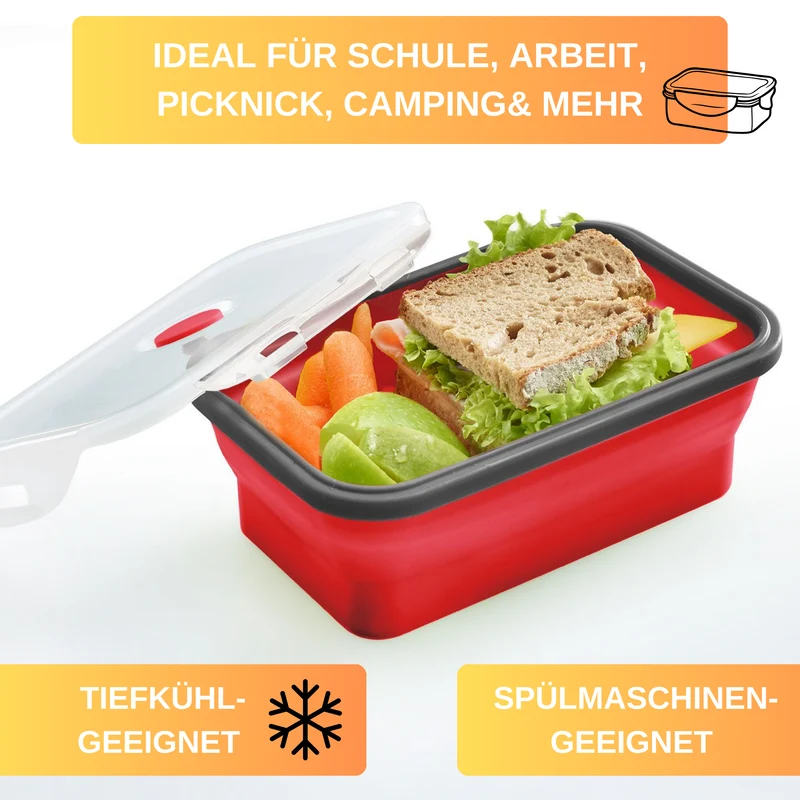 Thiru Frischhaltedose faltbar, eckig, mikrowellengeeignet, tiefkühlgeeignet