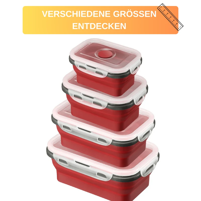 Thiru Frischhaltedose faltbar, eckig, mikrowellengeeignet, tiefkühlgeeignet