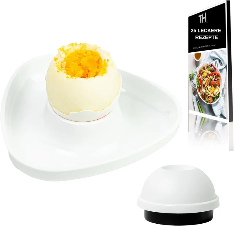 Thiru Eierbecher Weiß Premium Stapelbar inkl. Eidorn im 6er Set, inklusive Eidorn, mit Ablage, 6er Set, stapelbar