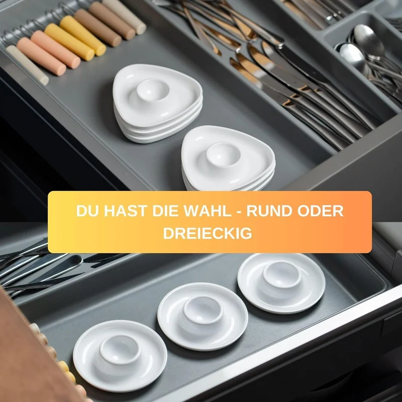 Thiru Eierbecher Weiß Premium Stapelbar inkl. Eidorn im 6er Set, inklusive Eidorn, mit Ablage, 6er Set, stapelbar