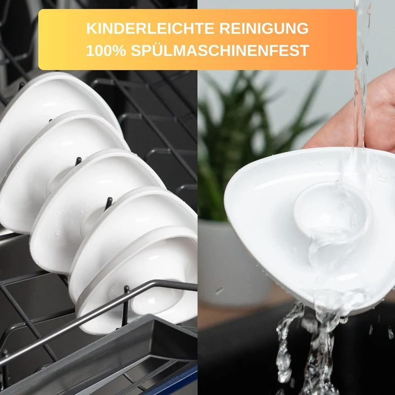 Thiru Eierbecher Weiß Premium Stapelbar inkl. Eidorn im 6er Set, inklusive Eidorn, mit Ablage, 6er Set, stapelbar